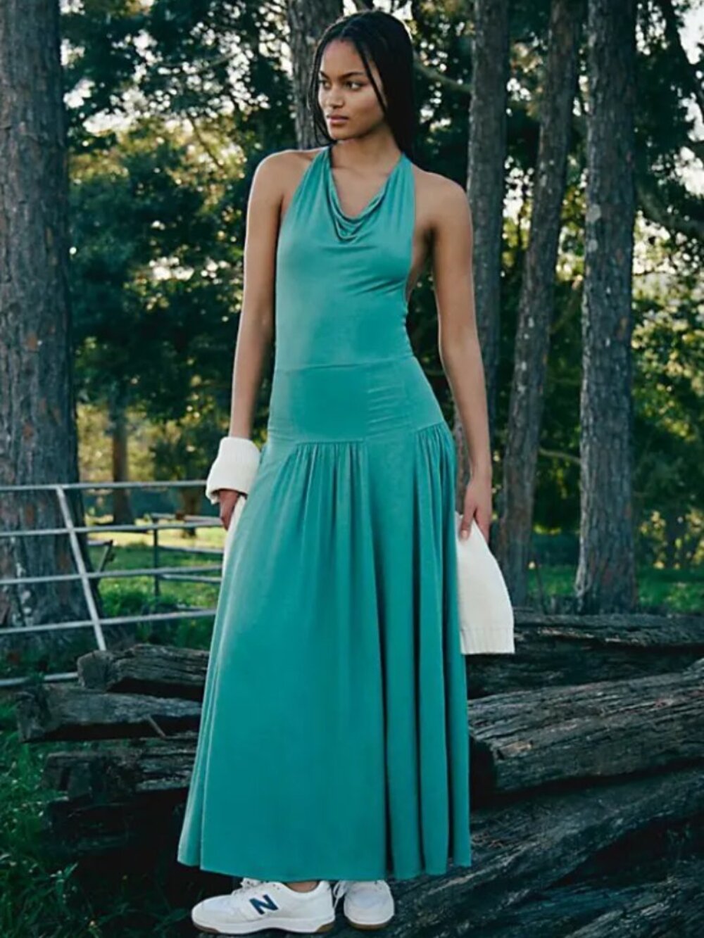 Free People Sasha Convertible Maxi Dress A-line Skirt Spruce Green SMALL NWT